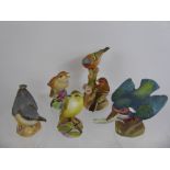 Royal Worcester Porcelain Birds, including 'Nightingale', 'Chaffinches', 'Kingfisher', '