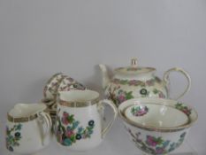 A Royal Grafton Tea Set, comprising teapot, milk jug, creamer, sugar bowl, six saucers, six small