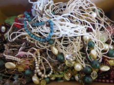 A Box of Miscellaneous Costume Jewellery, including brooches, necklaces, bangles, earrings etc.