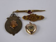 A Miscellaneous Collection of Antique Jewellery, including 9 ct gold garnet brooch, "Baby" brooch,