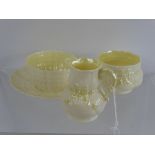 An Irish Belleek Double Shell Pattern Cup and Saucer, with jug and sugar bowl. 5th period 2nd