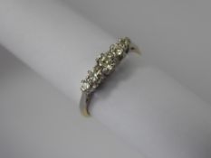 A Lady's 18 ct Yellow Gold and Platinum Five Stone Diamond Ring, approx 40 pts dias