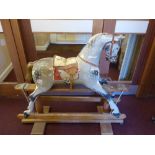 F.H. Ayres, Antique Dapple Grey Rocking Horse, approx head to tail approx 77 cms, hoof to ear approx