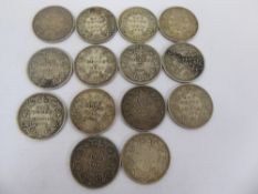 A Collection of Indian Silver One Rupee Coins, including 1 x 1880, 2 x 1862, 2 x 1877, 1 x 1879, 1 x