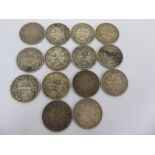 A Collection of Indian Silver One Rupee Coins, including 1 x 1880, 2 x 1862, 2 x 1877, 1 x 1879, 1 x