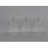 A Quantity of Edwardian Acid-Etched Wine Glasses, approx 18 in total.