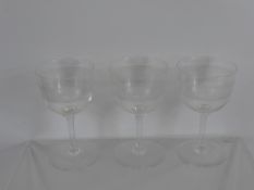 A Quantity of Edwardian Acid-Etched Wine Glasses, approx 18 in total.