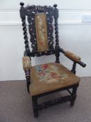 An Antique Mahogany Hall Chair, with decorative carving to back rest and legs.