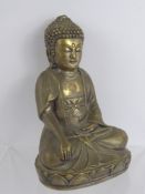 A Cast Metal Chinese Buddha, depicted seated in a contemplative pose, approx 27 cms