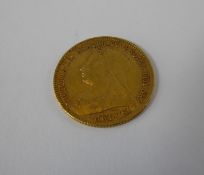 A Victorian 1896 Solid Gold Half Sovereign.