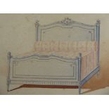 Nine 19th Century Watercolour Illustrations of Victorian furniture, two are framed and glazed, the