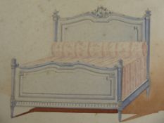 Nine 19th Century Watercolour Illustrations of Victorian furniture, two are framed and glazed, the