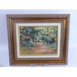 Hamish Grant Cotswold Artist 1937 - 2013), an oil painting on board depicting a forest scene on