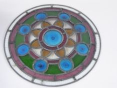 Antique Circular Stained-Glass Panel, approx 38 cms.