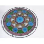 Antique Circular Stained-Glass Panel, approx 38 cms.