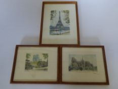Two Parisian Etchings, together with a miscellaneous print. (3)