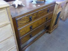 A Mid 20th Century Oak Chest of Drawers, three drawers, stretchers and on straight legs, approx 86 x