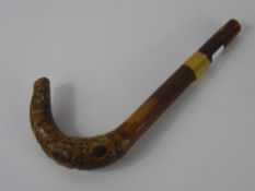 A Briar Wood umbrella Handle with a 9ct Gold Collar .