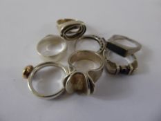 Eight Silver Rings, various sizes, approx 43 gms.