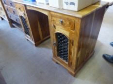 A Contemporary Mexican Pine Desk, approx 131 x 55.5 x 78 cms, together with a book case approx 90