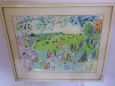 Roaul Dufy Lithograph 'Ascot 1935', approx 35 x 27 cms, framed and glazed.