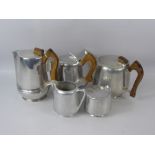 A Chrome Seven Piece 'Picquet Ware' Tea and Coffee Set,. comprising coffee, tea and hot water