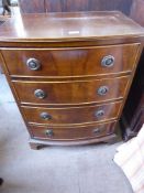A Bow Fronted Mahogany Chest of Drawers, the chest having four drawers on bracket feet, approx 60