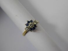 A Lady's 18 ct Yellow Gold Sapphire and Diamond Ring, approx 35 pts of dias, 2 x 2mm and 4 x 1.8