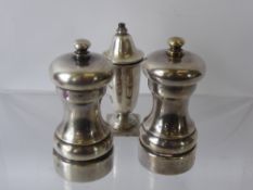 A Silver Hallmark Salt and Pepper Grinder, London hallmark, dated 1979, mm MCH together with a
