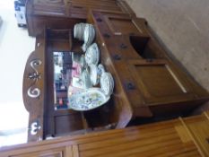 An Edwardian Solid Oak Buffet / Sideboard, approx 179 x 52 x 190 cms.