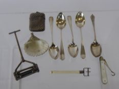 Miscellaneous Items, including five silver coffee spoons, silver vesta Birmingham hallmark,