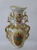 An Antique Porcelain Vase, in the Continental style, hand painted with a musician to one side and