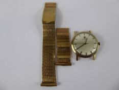 A Gentleman's 9ct Gold Vintage Tissot Wrist Watch together with a 9 Ct gold strap