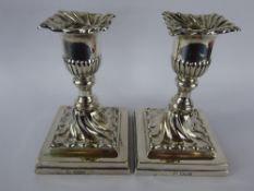 A Pair of Silver Candle Sticks, Sheffield hallmark dated 1893, mm Henry Wilkinson & Co., the