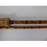 A Vintage Hexagonal Two-Piece Split-Cane Fishing Rod, #7 'The Halford Knock About' Palakona,