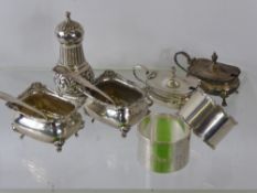 Miscellaneous Silver, including two salts, two mustards with original liners, pepper and two