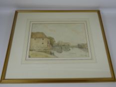 David Muirhead, A.R.W.S, watercolour and ink entitled 'The Thames at Woodbridge', signed lower