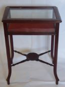 A 20th Century Mahogany Vitrine, with oval gallery united by turned stretchers, approx 49 x 33 x