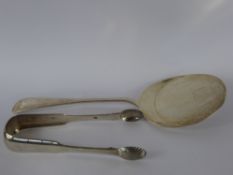 An Asprey London Pastry Slice, Sheffield hallmark dd 1904, together with a pair of sugar tongs,
