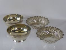 Two Solid Silver Finger Bowls, Sheffield hallmark dated 1918, together with two pin dishes Chester