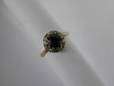 A Lady's Antique 18 ct Yellow Gold and Platinum Diamond and Sapphire Ring, the ring approx 22 pts