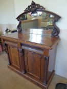 An Edwardian Mahogany Mirror Backed Chiffonier, with two cutlery drawers and two cupboards