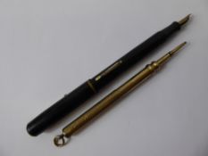 A 9 ct Gold Mordan & Co Retractable Pencil, engraved Thomas W Bayley, approx 21.5 gms together