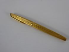 A Vintage Waterman Gold- Plated Moray Silk Design Fountain Pen, with 18 k gold nib.