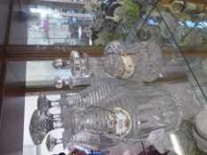 Miscellaneous Glass Decanters, together with four porcelain labels.