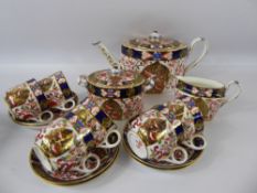 A Part 19th Century Crown Derby Imari Pattern Tea Set, hand painted gilded comprising of tea pot,