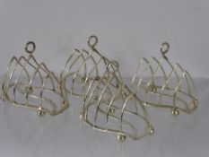 Four Solid Silver Leaf Shaped Miniature Toast Racks, two mm Henry Atkins Sheffield hallmark dated