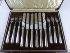 A Set of Six Silver-Handled Knives and Forks, Sheffield hallmark dated 1938, mm Elkington & Co.,