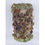 A Cylindrical Semi-Precious Stone Encrusted Lamp Base, approx 23 cms. Provenance: Property of an