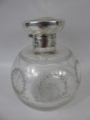 A Silver Topped Perfume Bottle with Original Stopper, Birmingham hallmark dd 1908.